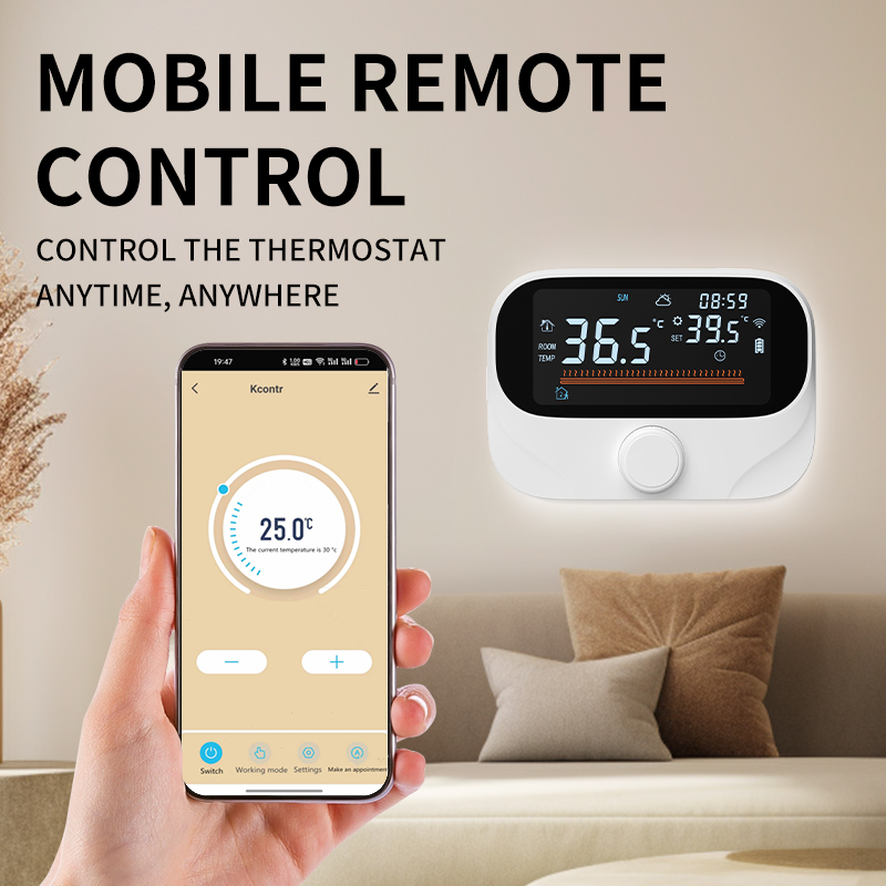 Thermostat intelligent Wi‑Fi Tuya avec affichage commutable °C/°F