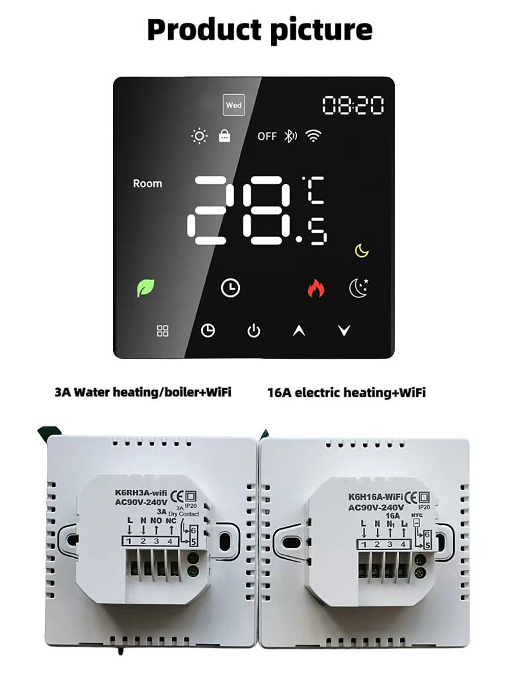 Thermostat Wi‑Fi tactile modèle K6